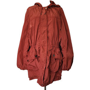 American Eagle Fall Windbreaker Jacket Rust Orange Casual Festival Sz XXL Womens